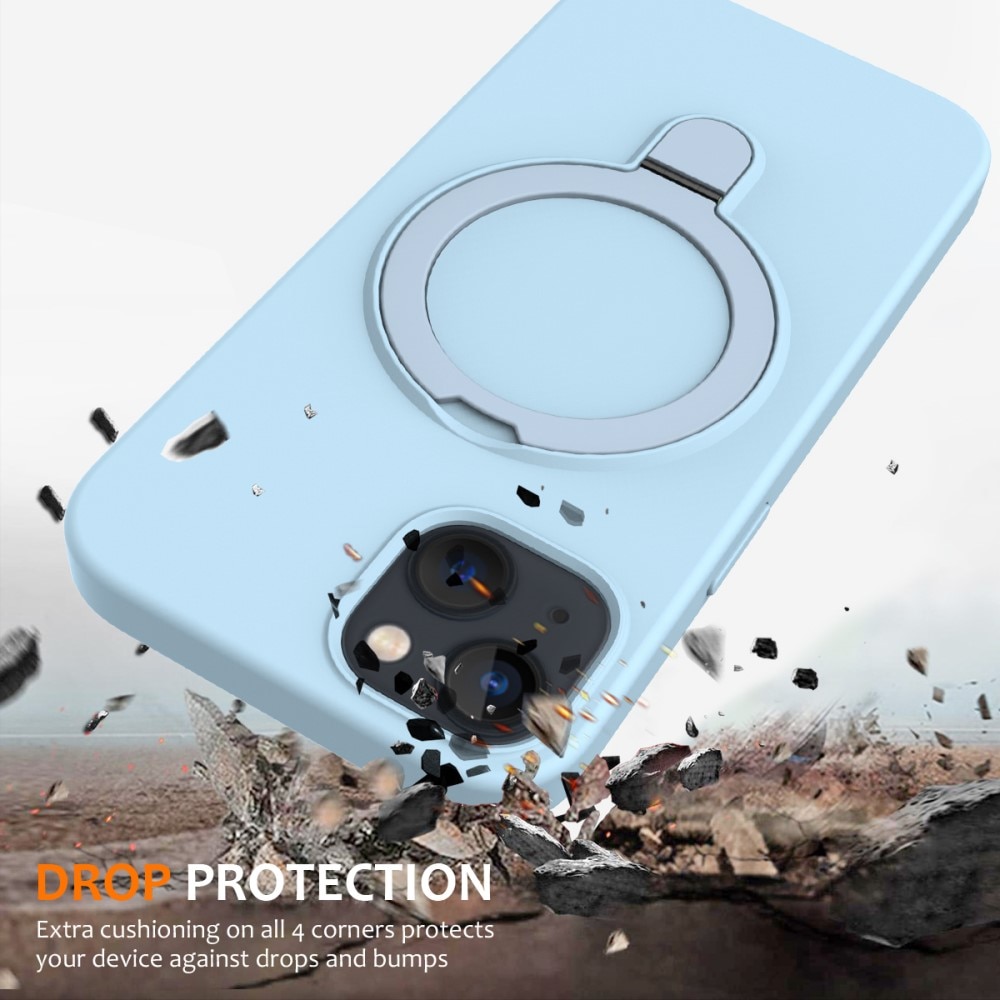 Funda de silicona Kickstand MagSafe iPhone 15 azul