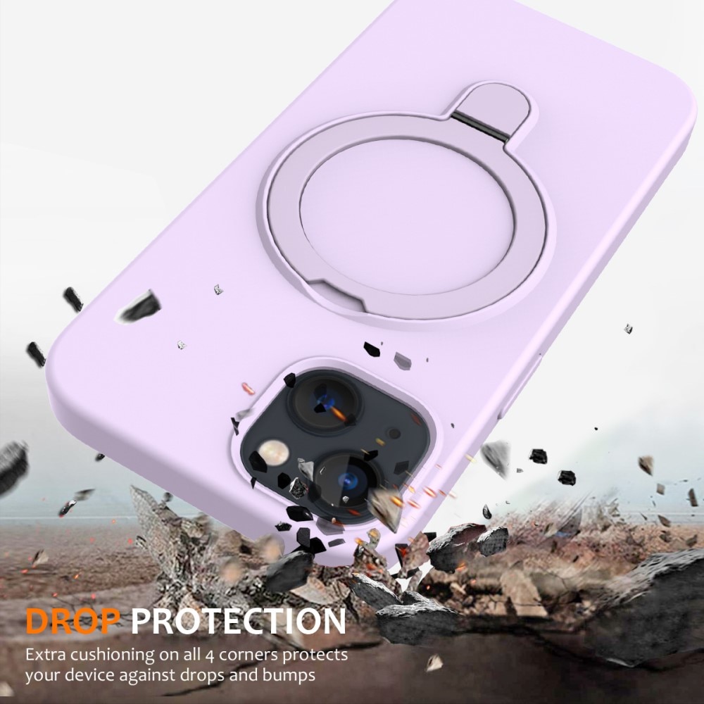 Funda de silicona Kickstand MagSafe iPhone 15 violeta