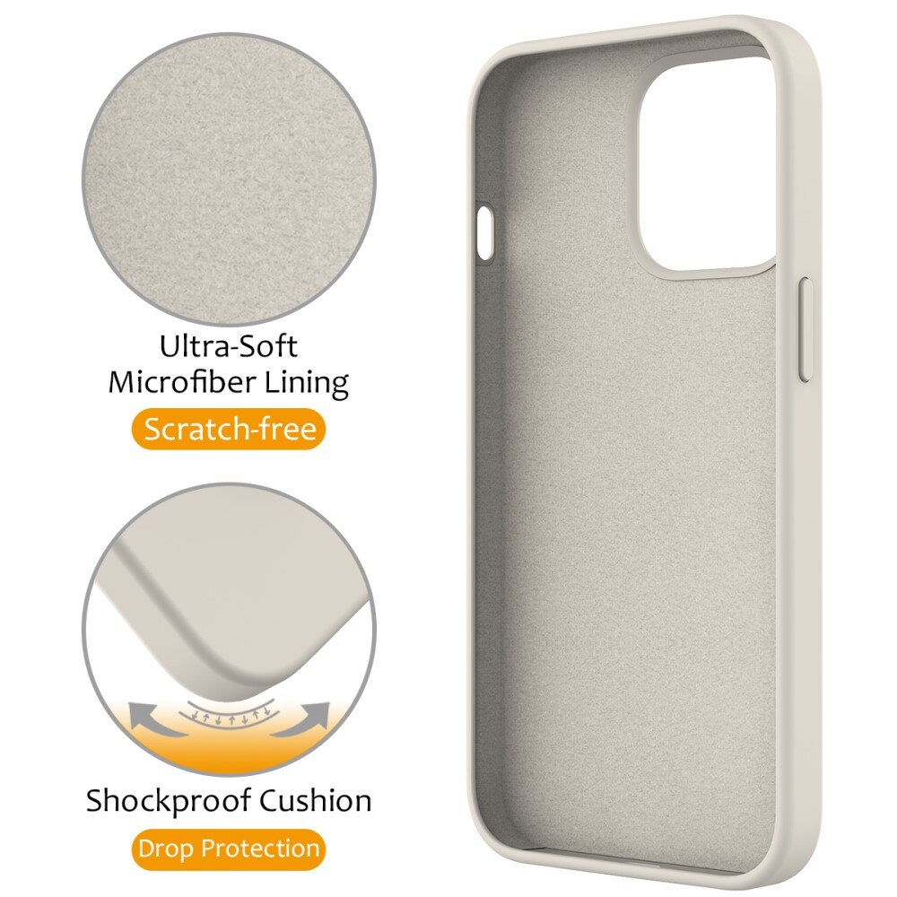 Funda de silicona Kickstand MagSafe iPhone 15 Pro beige