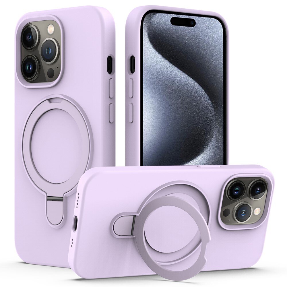 Funda de silicona Kickstand MagSafe iPhone 15 Pro violeta