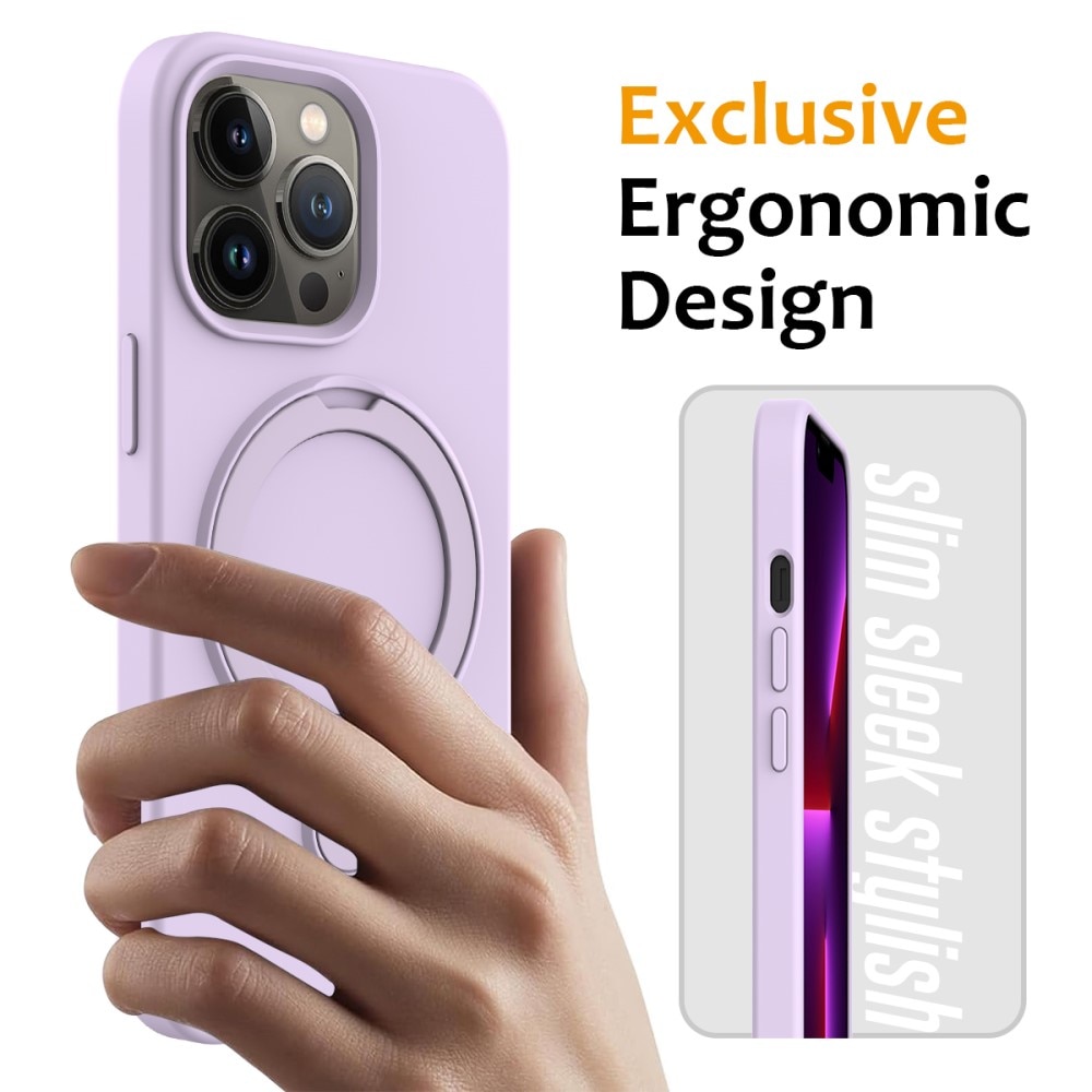 Funda de silicona Kickstand MagSafe iPhone 15 Pro violeta