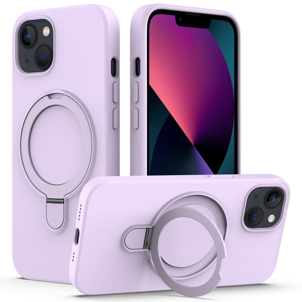 Funda de silicona Kickstand MagSafe iPhone 14 violeta