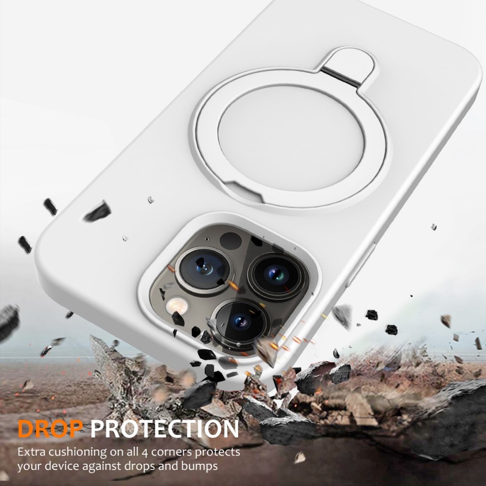 Funda de silicona Kickstand MagSafe iPhone 14 Pro blanco