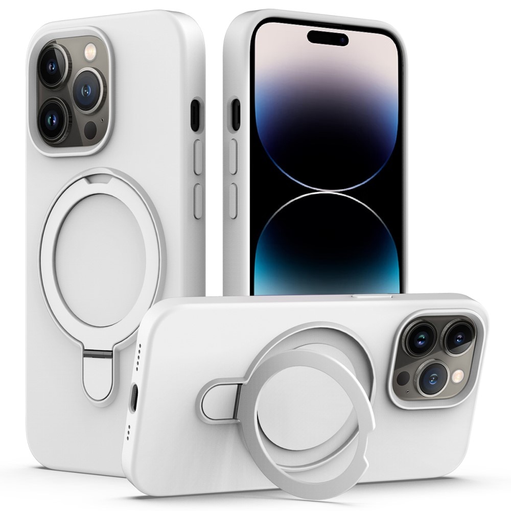 Funda de silicona Kickstand MagSafe iPhone 14 Pro Max blanco