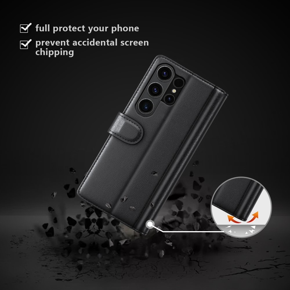 Funda de cuero genuino Samsung Galaxy S24 Ultra, Negro