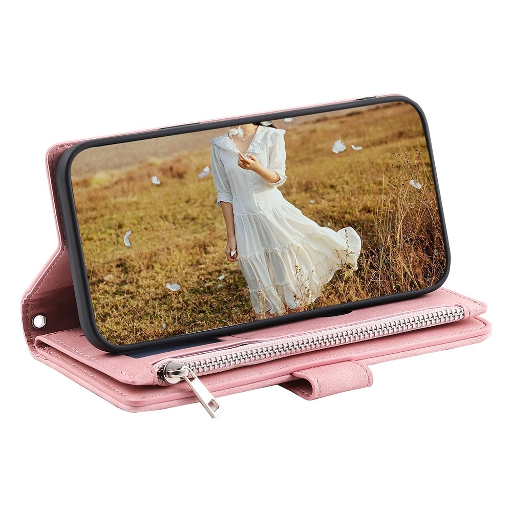 Funda acolchada tipo billetera Samsung Galaxy A55 rosado