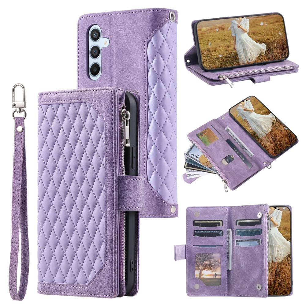 Funda acolchada tipo billetera Samsung Galaxy A55 violeta