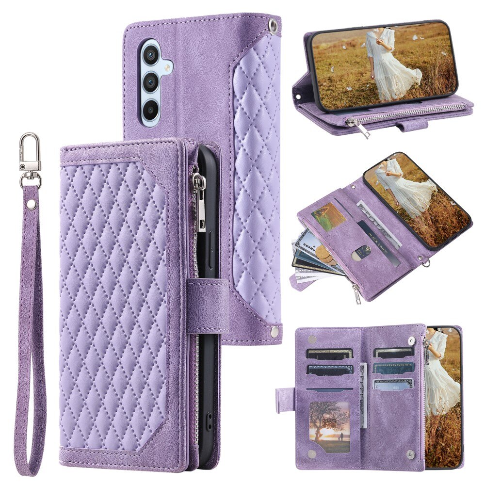 Funda acolchada tipo billetera Samsung Galaxy A55 Púrpura