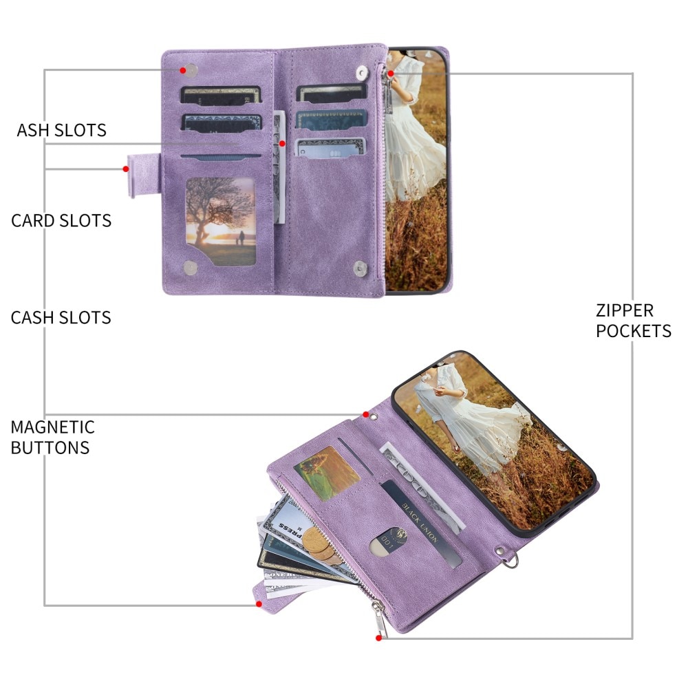 Funda acolchada tipo billetera Samsung Galaxy A55 Púrpura