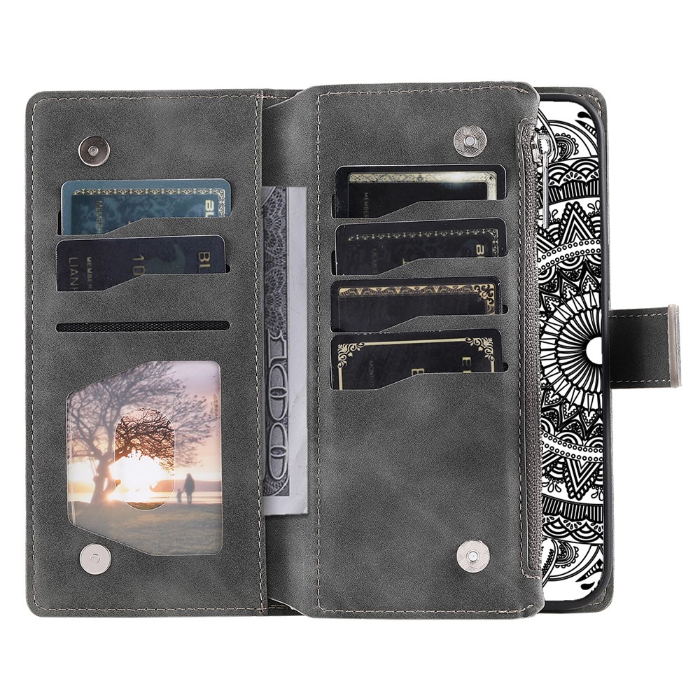 Funda Mandala tipo billetera Samsung Galaxy A55, gris