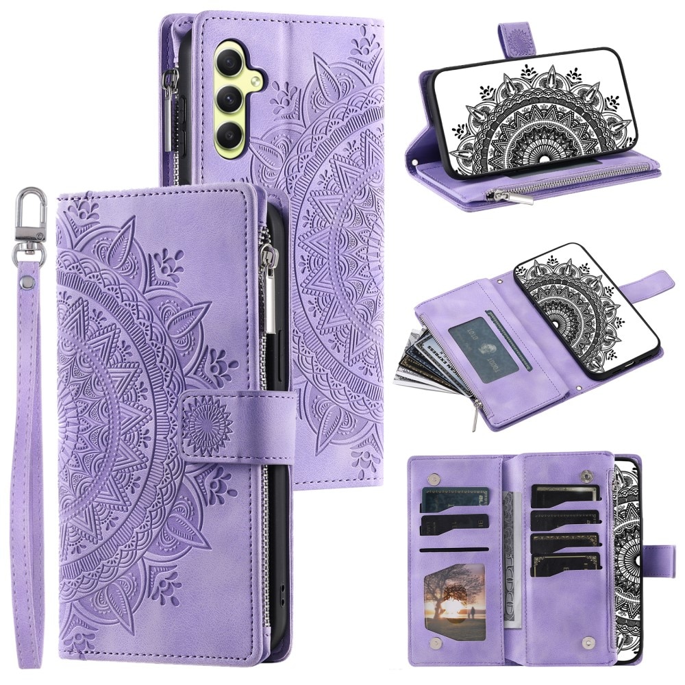 Funda Mandala tipo billetera Samsung Galaxy A55, violeta