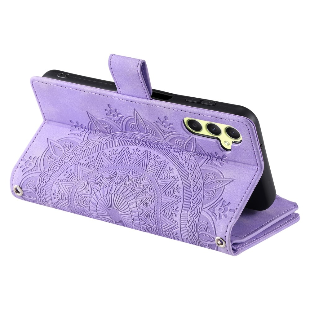 Funda Mandala tipo billetera Samsung Galaxy A55, violeta
