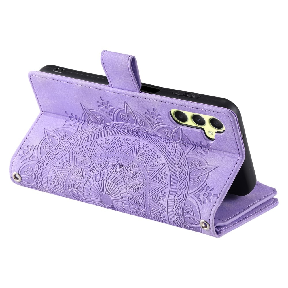 Funda Mandala tipo billetera Samsung Galaxy A55, violeta