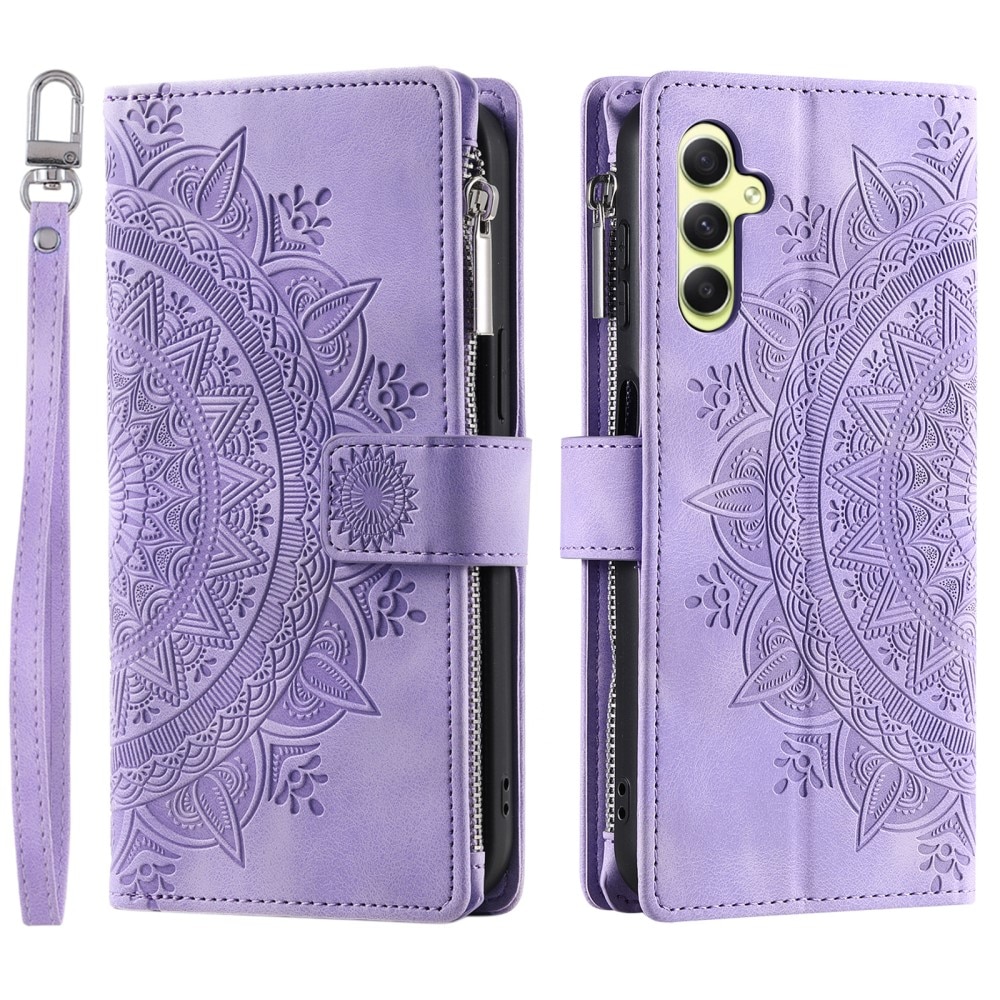 Funda Mandala tipo billetera Samsung Galaxy A55, violeta