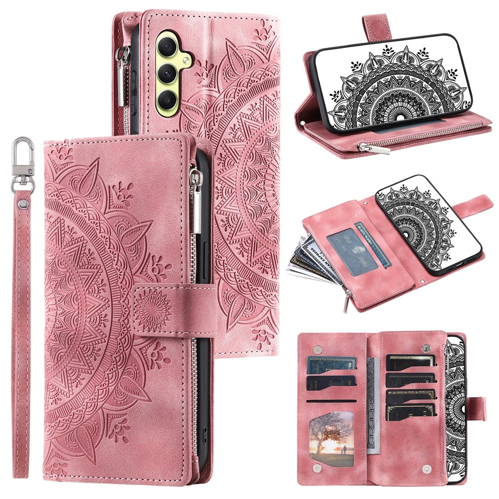 Funda Mandala tipo billetera Samsung Galaxy A55, rosado