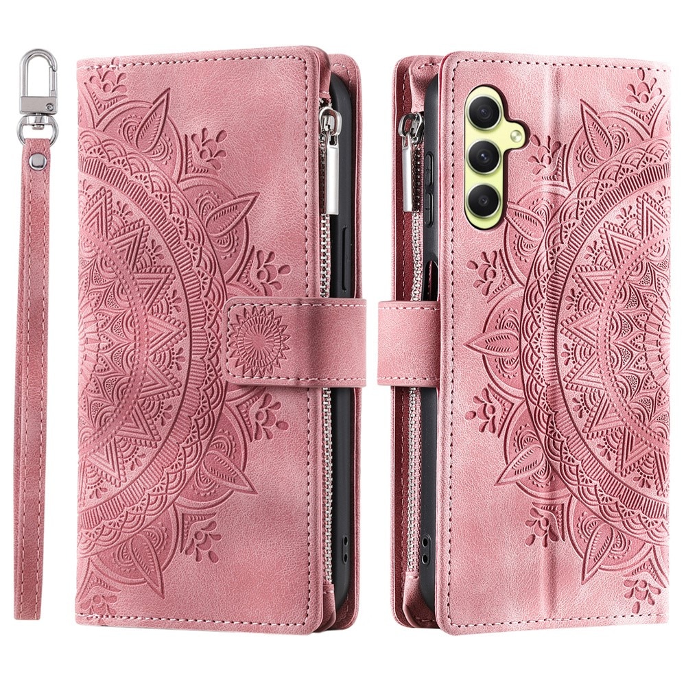 Funda Mandala tipo billetera Samsung Galaxy A55, rosado