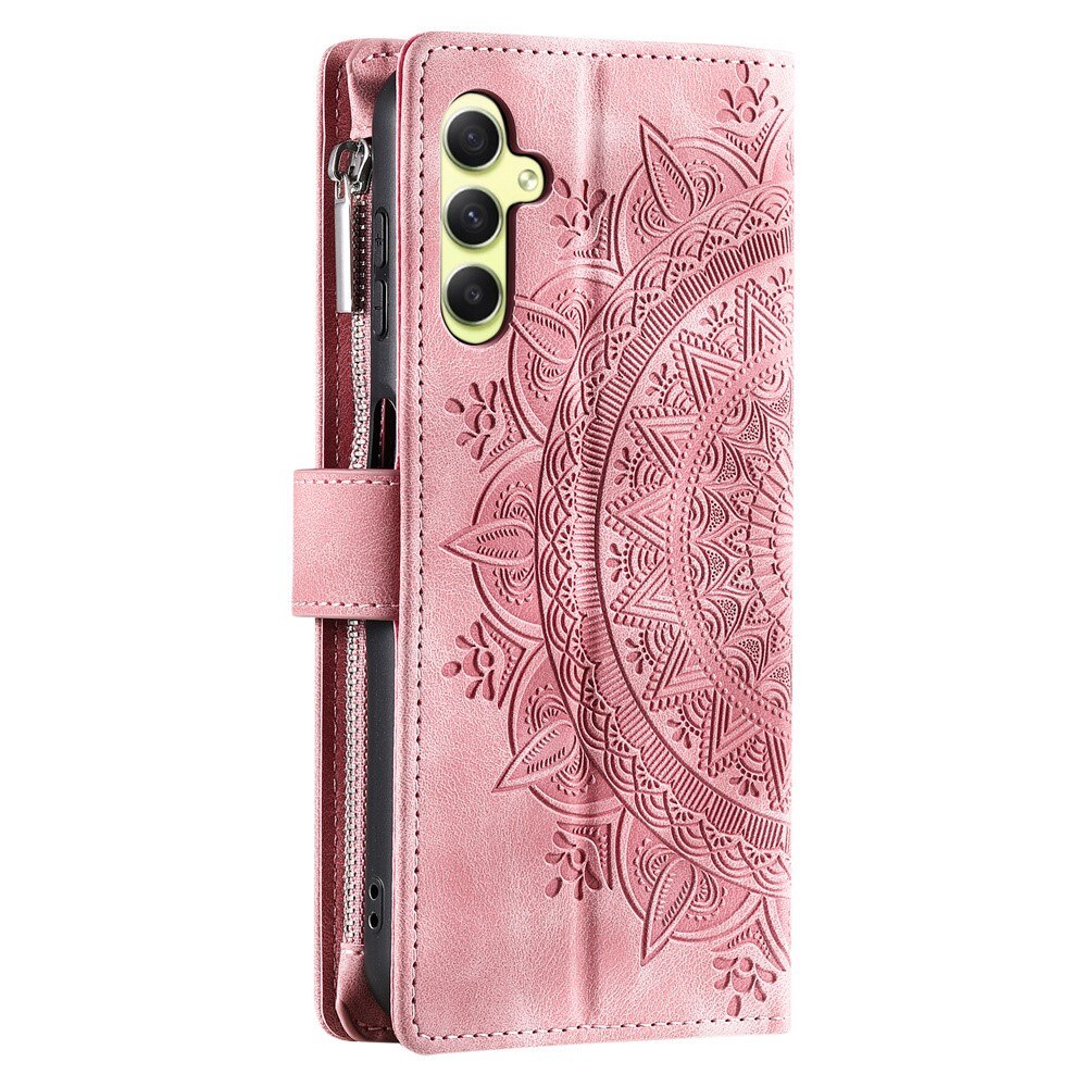 Funda Mandala tipo billetera Samsung Galaxy A55, rosado