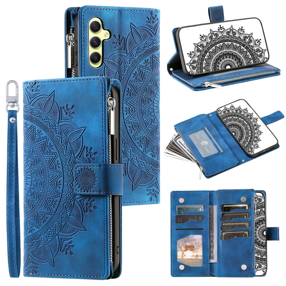 Funda Mandala tipo billetera Samsung Galaxy A55, azul