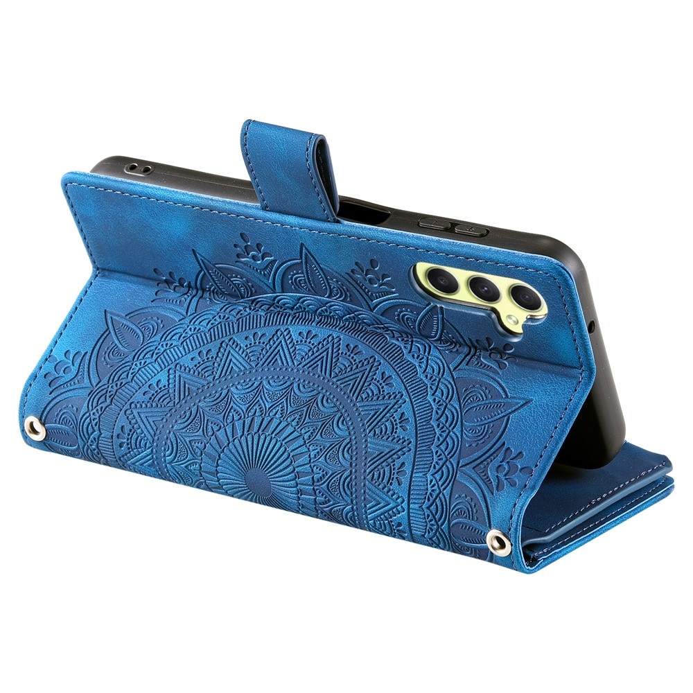 Funda Mandala tipo billetera Samsung Galaxy A55, azul