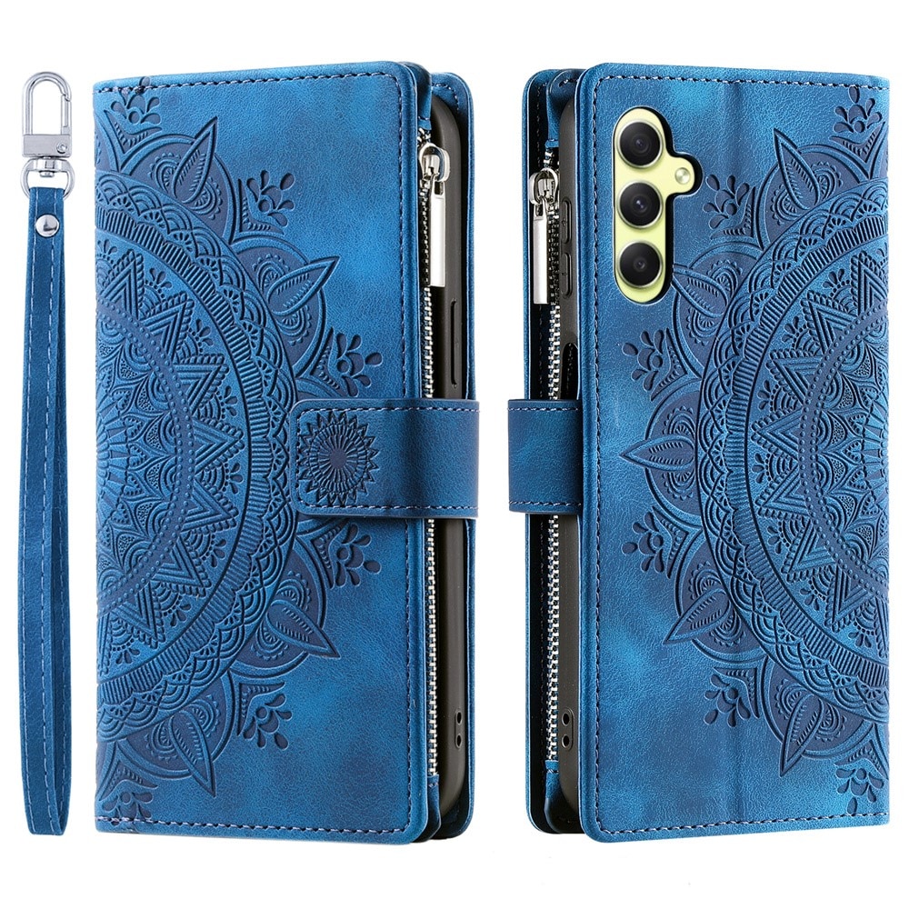 Funda Mandala tipo billetera Samsung Galaxy A55, azul