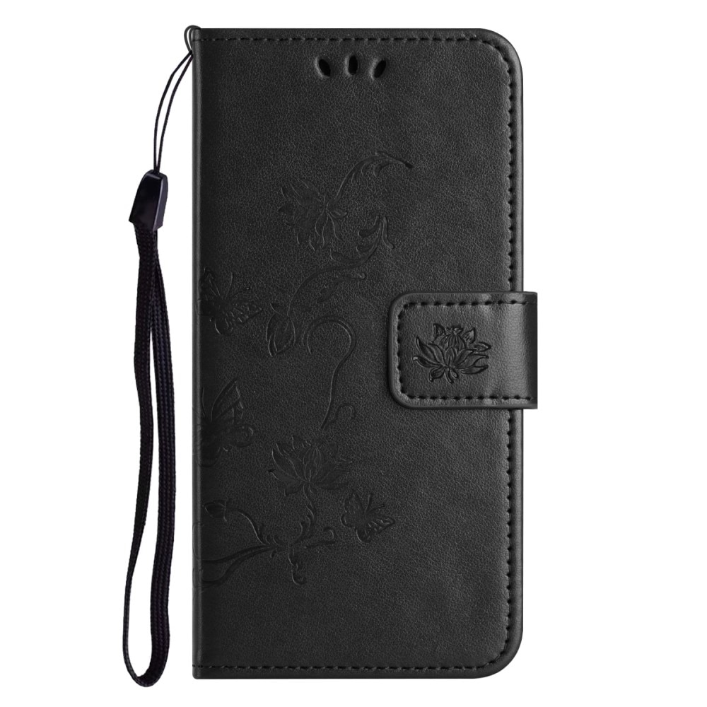 Funda de Cuero con Mariposas Samsung Galaxy A55, Negro