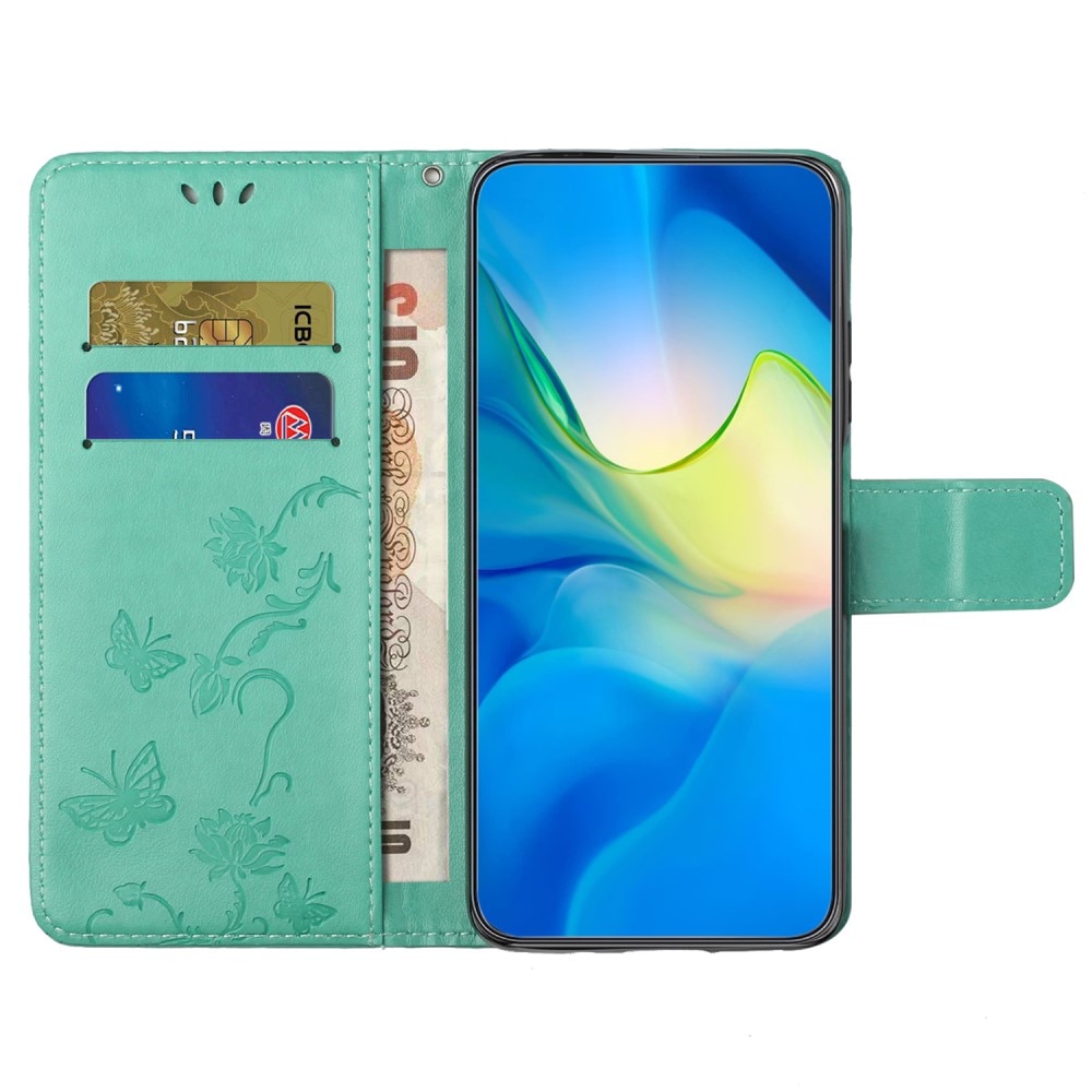 Funda de Cuero con Mariposas Samsung Galaxy A55, verde