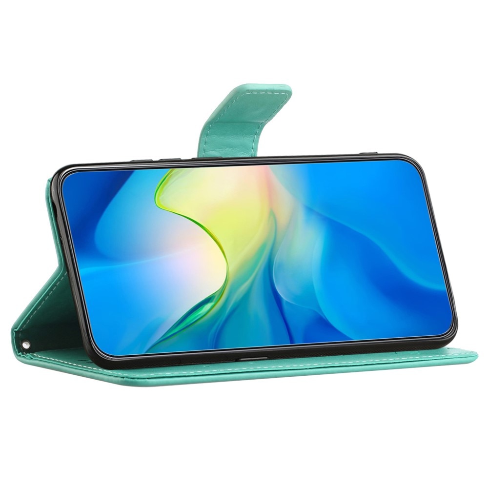 Funda de Cuero con Mariposas Samsung Galaxy A55, verde