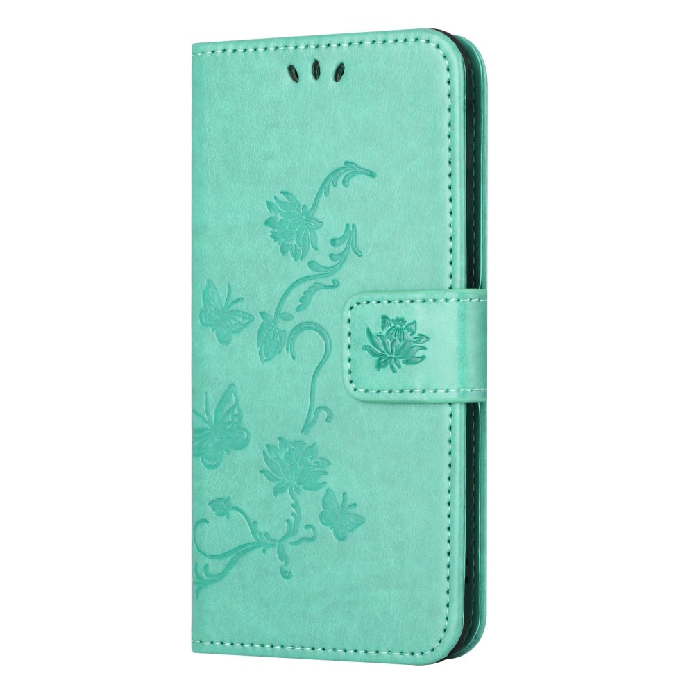 Funda de Cuero con Mariposas Samsung Galaxy A55, verde