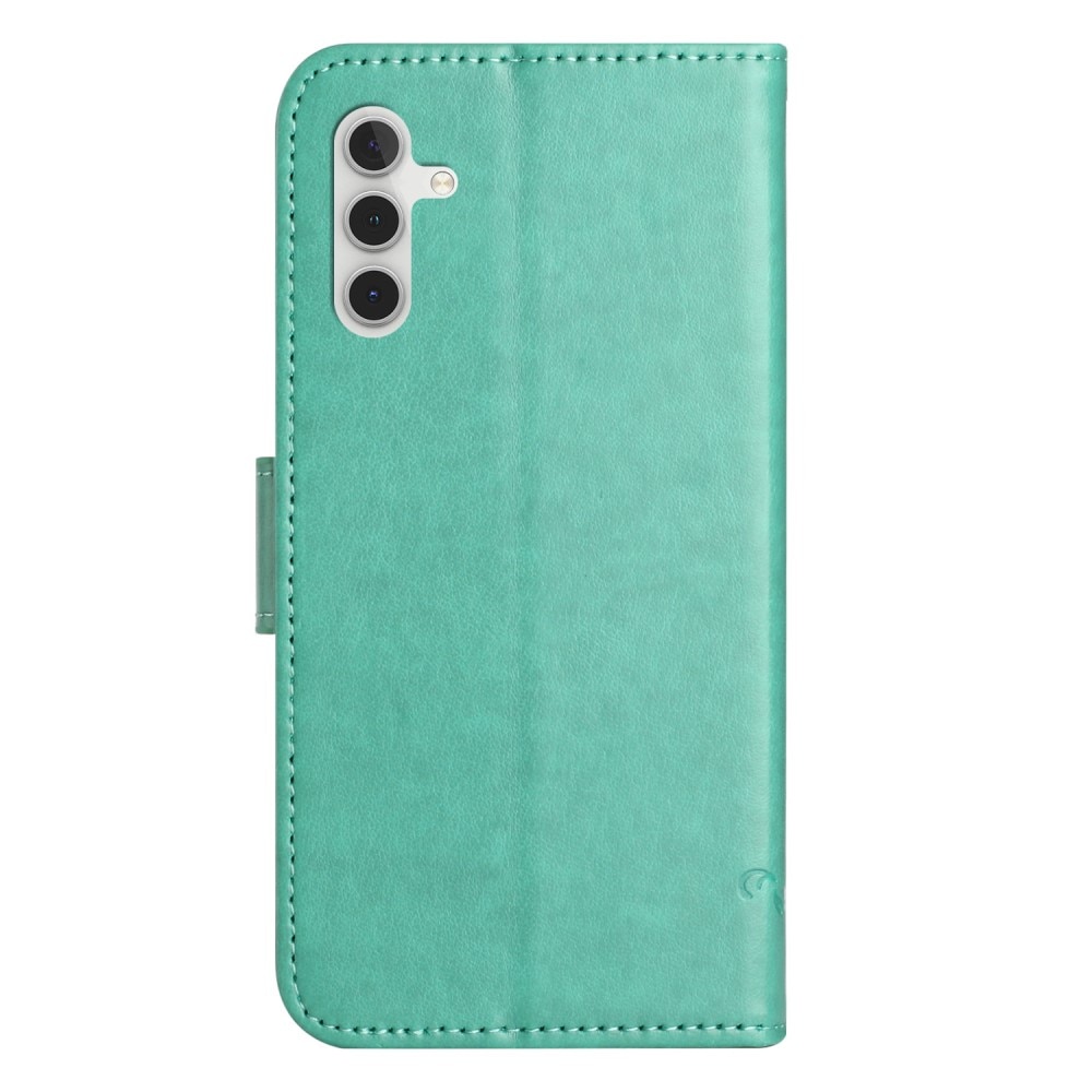 Funda de Cuero con Mariposas Samsung Galaxy A55, verde