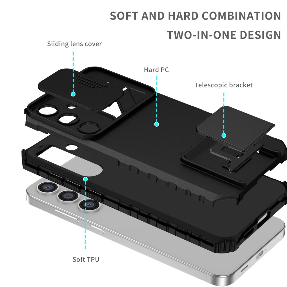 Funda Kickstand con Protector Cámara Samsung Galaxy S24 Negro
