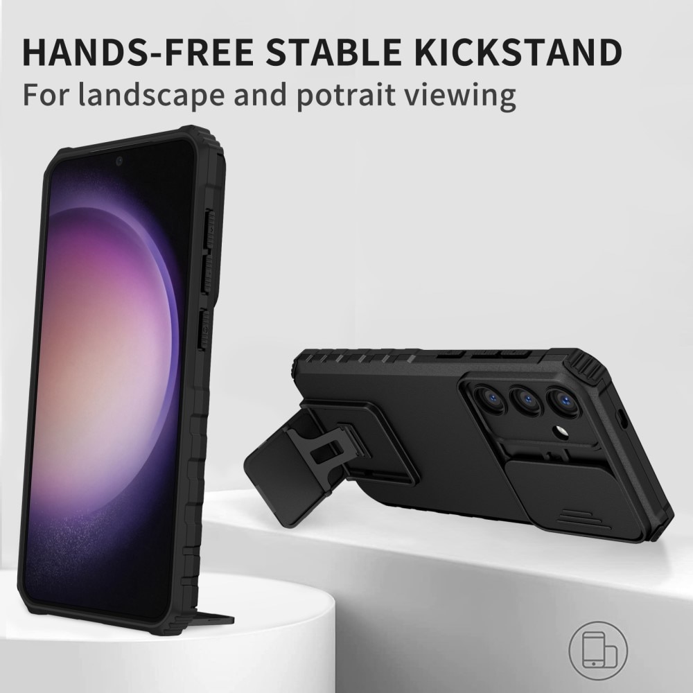 Funda Kickstand con Protector Cámara Samsung Galaxy S24 Plus negro
