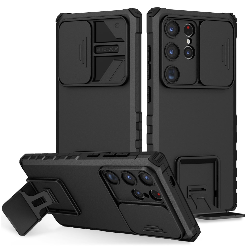 Funda Kickstand con Protector Cámara Samsung Galaxy S24 Ultra Negro