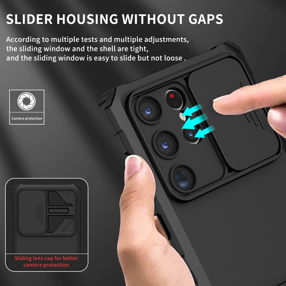 Funda Kickstand con Protector Cámara Samsung Galaxy S24 Ultra negro