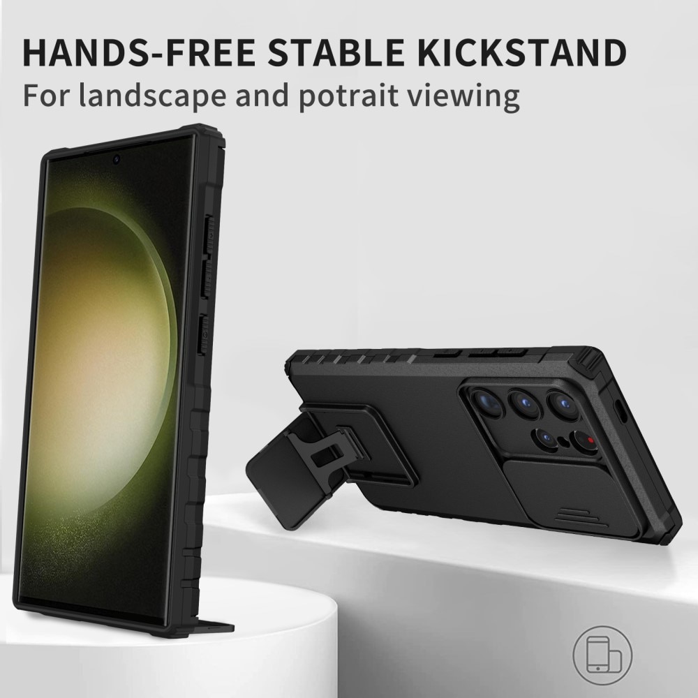 Funda Kickstand con Protector Cámara Samsung Galaxy S24 Ultra negro