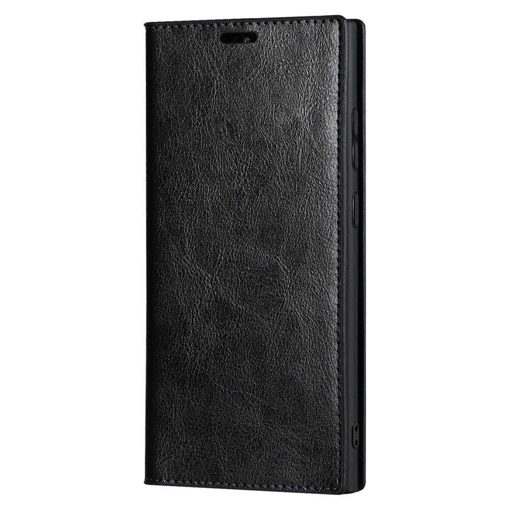 Funda cartera de cuero genuino Samsung Galaxy S23 Ultra Negro