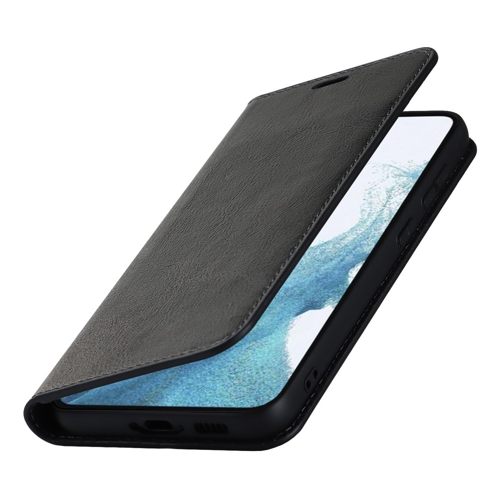 Funda cartera de cuero genuino Samsung Galaxy S23 Negro