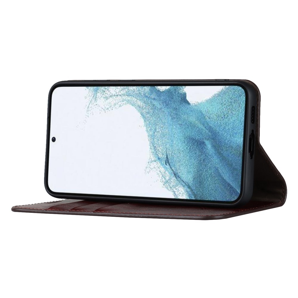 Funda cartera de cuero genuino Samsung Galaxy S23 Marrón oscuro