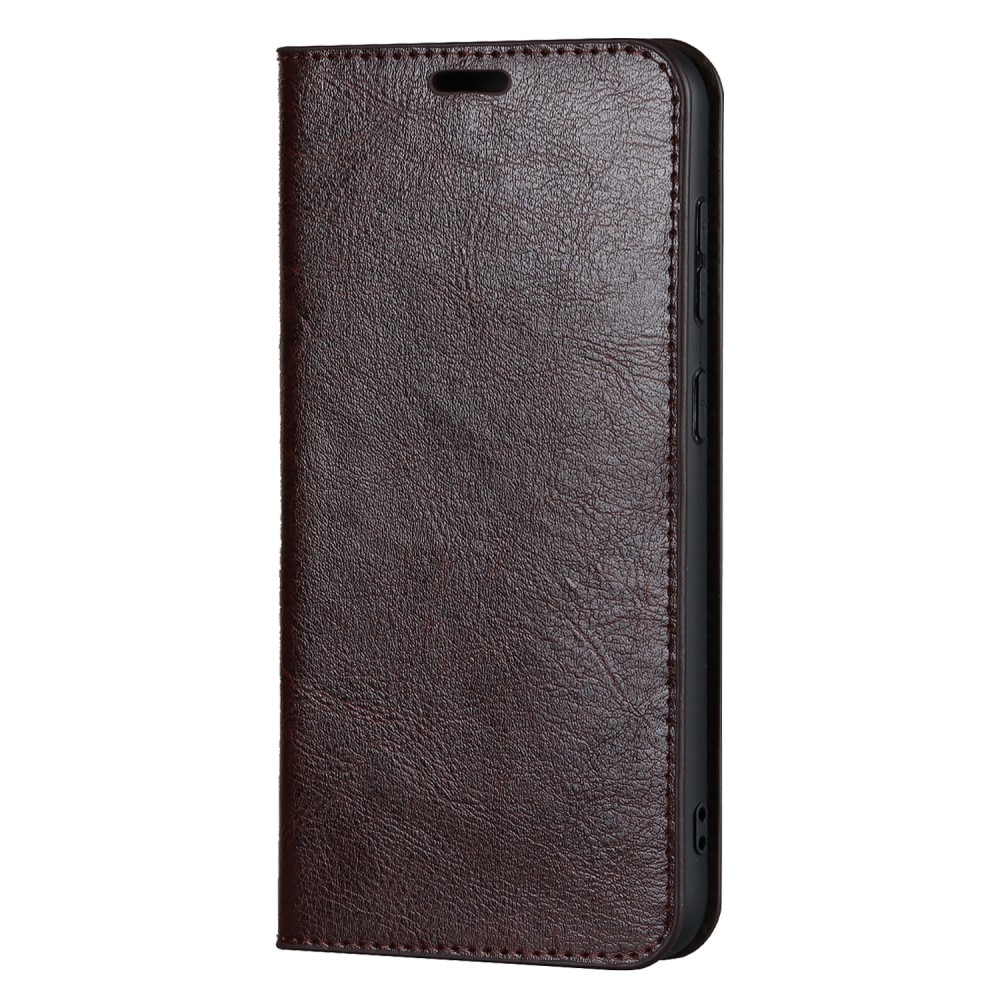 Funda cartera de cuero genuino Samsung Galaxy S23 Marrón oscuro