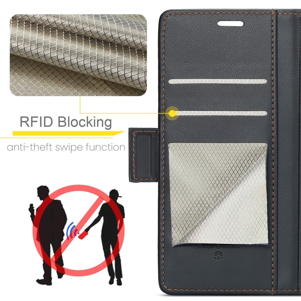 Funda delgada con solapa anti-RFID Google Pixel 8a negro