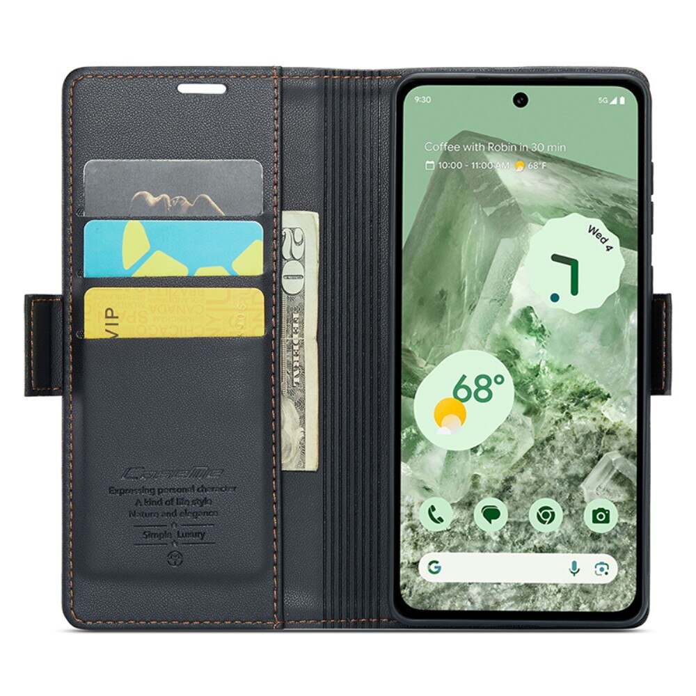 Funda delgada con solapa anti-RFID Google Pixel 8a negro