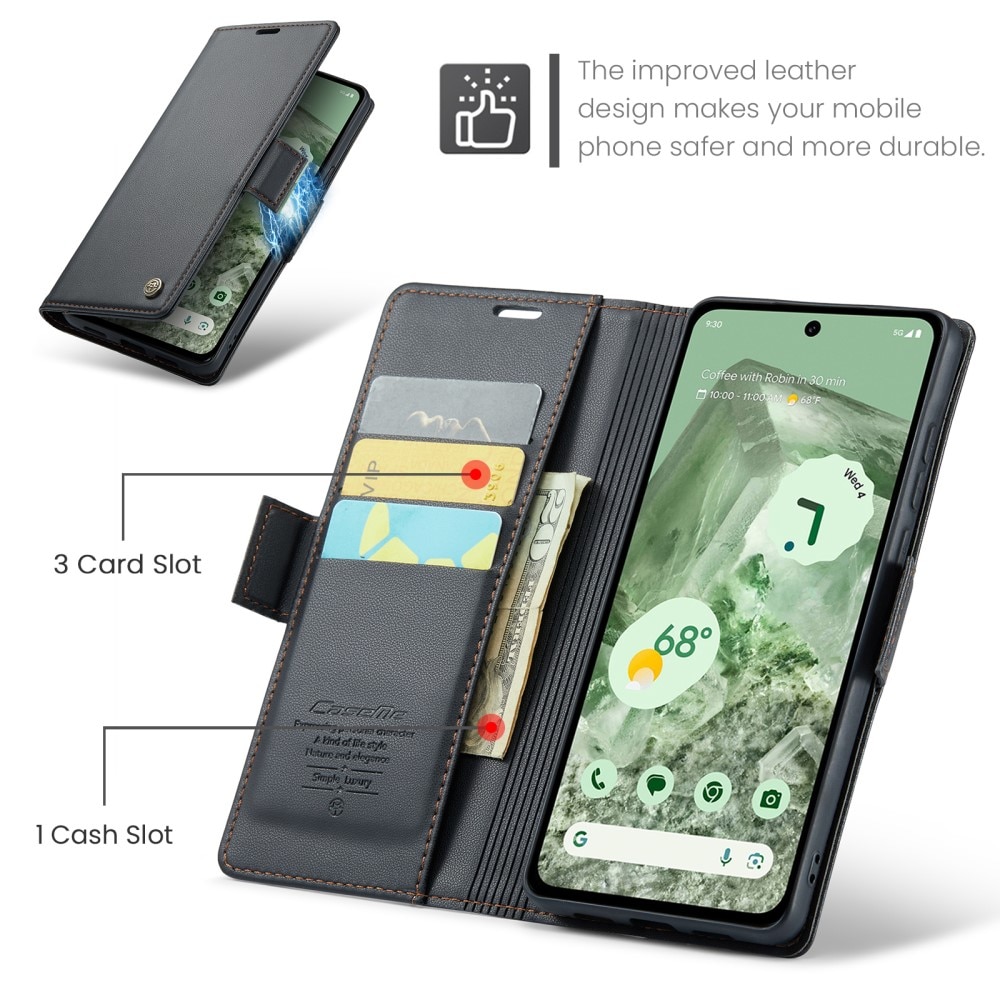 Funda delgada con solapa anti-RFID Google Pixel 8a Negro