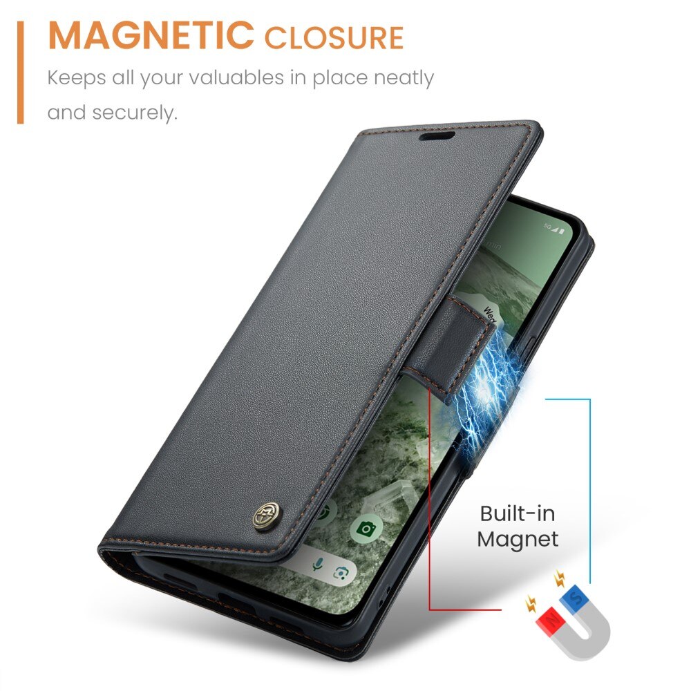 Funda delgada con solapa anti-RFID Google Pixel 8a Negro