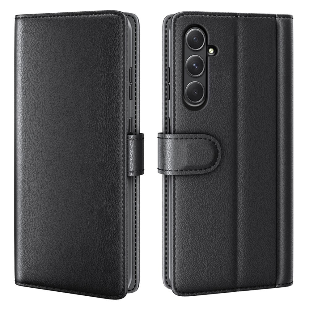 Funda de cuero genuino Samsung Galaxy A55, negro