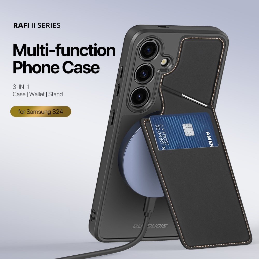 Rafi Series RFID MagSafe Wallet Stand Case Samsung Galaxy S24, negro