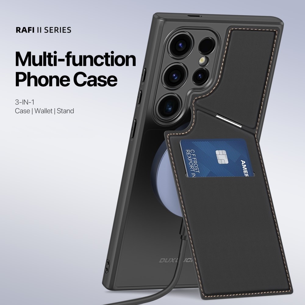Rafi Series RFID MagSafe Wallet Stand Case Samsung Galaxy S24 Ultra, negro