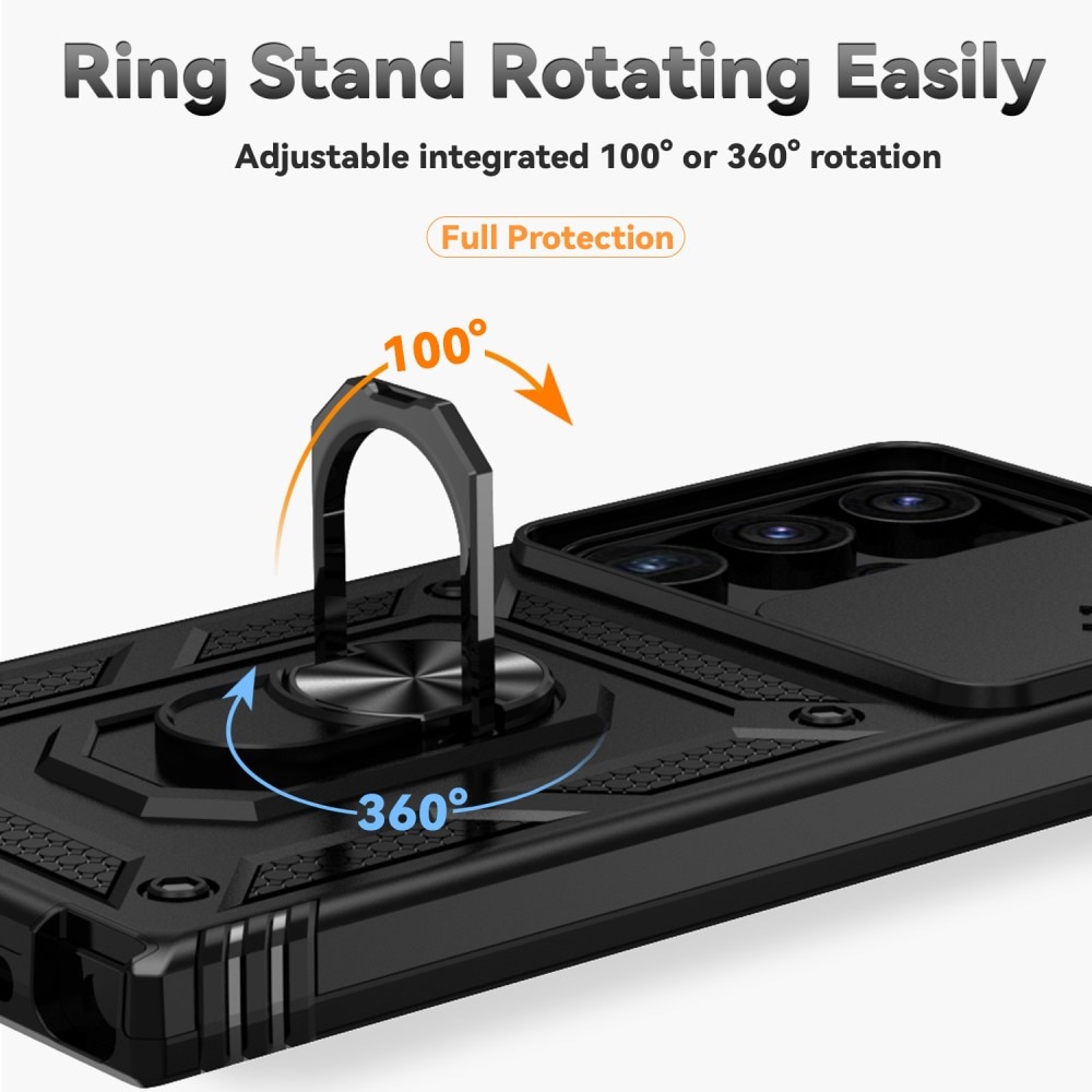Funda híbrida Ring y Protector Cámara Samsung Galaxy S24 Ultra negro