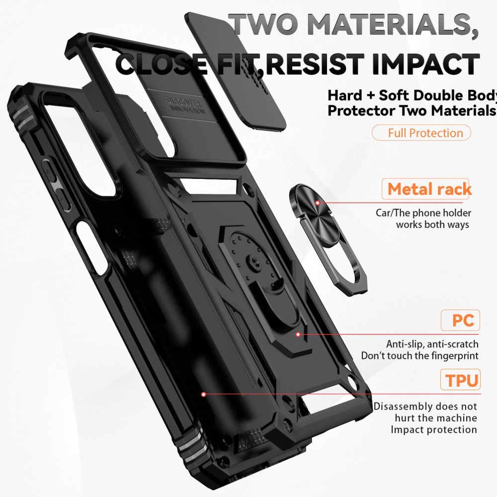 Funda híbrida Ring y Protector Cámara Samsung Galaxy A05s Negro