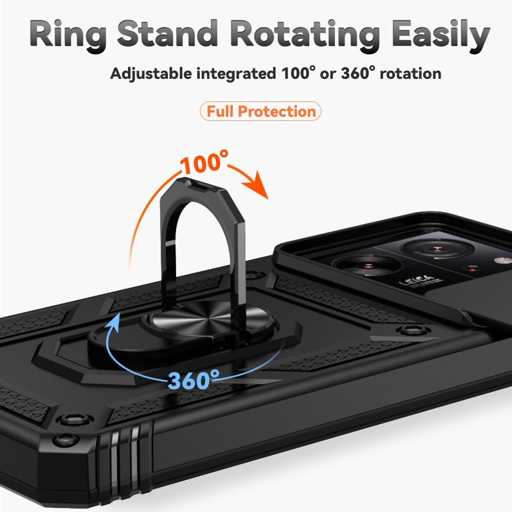 Funda híbrida Ring y Protector Cámara Xiaomi 13T negro