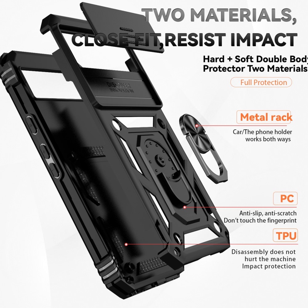 Funda híbrida Ring y Protector Cámara Google Pixel 8a Negro