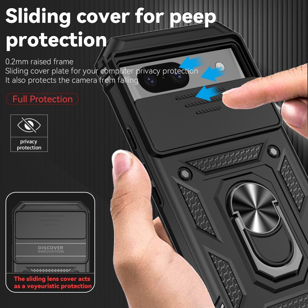 Funda híbrida Ring y Protector Cámara Google Pixel 8a negro